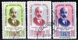 Türkiye 1956 Mi 1509-1511 Mehmet Akif Ersoy | Literary People (Poets And Writers) - Used Stamps