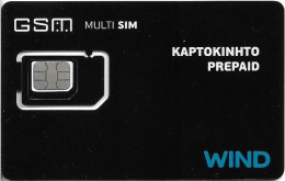 Greece - Wind - Black Cardphone Prepaid MultiSim #1B (Small Barcode Numbers) GSM SIM6 Mini-Micro-Nano, Mint - Griechenland