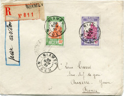 NIGER LETTRE RECOMMANDEE PAR AVION DEPART NIAMEY 28 NOV 33 NIGER POUR LA FRANCE - Cartas & Documentos