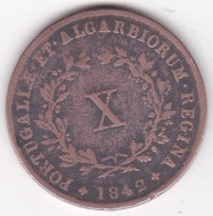 Portugal , 10 Réis 1842 , Maria II, En Cuivre, KM# 481 - Portugal