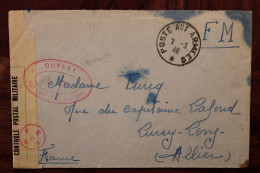 1940 Censure LO Poste Aux Armées FM Beyrouth Liban France Lurcy Lévy France Air Mail Cover Lebanon Censor Zensur - Covers & Documents