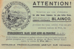 SAINT REMY DE PROVENCE-13-Bouches-du-Rhône-Publicité Etablissements BLAIN Semences Sélectionnées-Maraicher-Légume Fleur - Saint-Remy-de-Provence