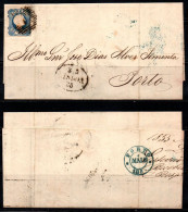 CA664- COVERAUCTION!!!- PORTUGAL - KING PEDRO V. SC#:6. STRAIGHT HAIR- FOLDED LETTER LISBOA 2-05-1855 TO PORTO 6-05-1855 - Storia Postale