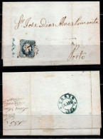 CA665- COVERAUCTION!!- PORTUGAL - KING PEDRO V. SC#:6. STRAIGHT HAIR- FOLDED LETTER COIMBRA 2-05-1855 TO PORTO 6-05-1855 - Cartas & Documentos