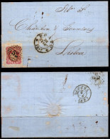 CA666- COVERAUCTION!!!- PORTUGAL - KING PEDRO V. SC#:11 CURLED HAIR- FOLDED LETTER PORTO 28-02-1861 TO LISBOA 2-03-1861 - Covers & Documents