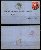 CA670- COVERAUCTION!!!-PORTUGAL - KING LUIZ. SC#: 41 - FOLDED LETTER LISBOA 18-02-1870 TO MADRID 26-02-70 - Briefe U. Dokumente