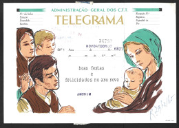 Telegrama De Natal E Boas Festas Expedido De Novo Redondo, Angola Com Obliteração Encarnada Da Rádio Marconi De 1965. - Cartas & Documentos