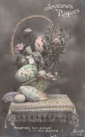 Pâques - Panier De Fleurs Et Oeufs - Carte Postale Ancienne - Easter