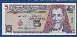 GUATEMALA - P. 74a2 – 5 Quetzales 1990 UNC, S/n  D4270013A,   Printer: Canadian Bank Note Company - Guatemala