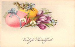 Pâques - Fleurs Et Oeufs - Carte Postale Ancienne - Pasen