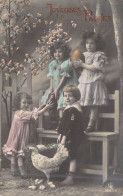 PAQUES - Enfants - Oeufs  - Poule - Joyeuse Paques - Carte Postale Ancienne - Easter