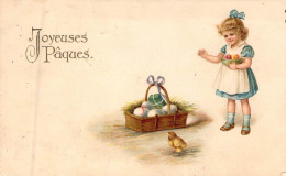 PAQUES - Enfant Qui Récolte Des Oeufs - Joyeuses Paques - Carte Postale Ancienne - Pâques