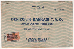 TURKEY,TURKEI,TURQUIE ,FRANCE ,MARSEILLE,TO ISTANBUL,TURKEY ,1957 ANKARA ,SHIP ,EXPLOITATION,TICKET - Europa