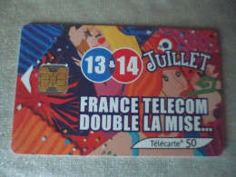 Télécarte France Télécom Double La Mise 13 Et 14 Juillet - Operatori Telecom