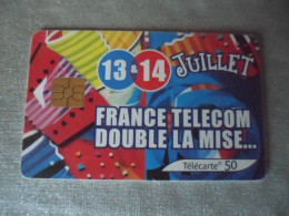 Télécarte France Télécom Double La Mise 13 Et 14 Juillet - Operadores De Telecom
