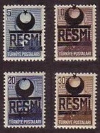 1951 TURKEY OVERPRINTED OFFICIAL STAMPS MNH ** - Timbres De Service