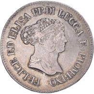 Monnaie, États Italiens, LUCCA, Felix And Elisa, 5 Franchi, 1805, Florence - Napoléonniennes