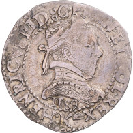 Monnaie, France, Henri III, 1/2 Franc Au Col Plat, 1589, Bordeaux, TTB+, Argent - 1574-1589 Henry III