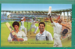 24 India 2013 YT. HB 106 Ss Mint  TT: Deportes,Cricket  Yvert T € 7.20 - Blocks & Sheetlets