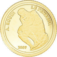 Monnaie, Benin, Le Penseur De Rodin, 1500 Francs CFA, 2007, FDC, Or - Benin