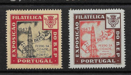 Portugal 2 Vignette Bepex Expo Philatelique Porto 1947 Tour Clerigos Eglise Tower Church Cinderella Stamp Expo - Emisiones Locales