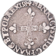 Monnaie, France, Henri III, 1/4 Ecu, 1584, Rennes, TTB, Argent - 1574-1589 Enrique III