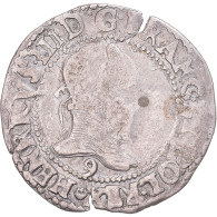 Monnaie, France, Henri III, 1/4 Franc Au Col Plat, 1587, Rennes, TB+, Argent - 1574-1589 Henry III