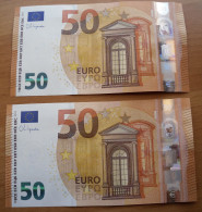 N° 2 BANCONOTE IN EURO DA 50 C. LAGARDE CON NUMERI CONSECUTIVI IN FDS MAI CIRCOLATO - - 50 Euro