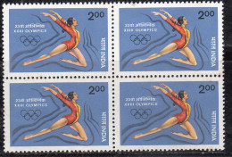 Block Of 4, India MNH 1984, Olympic, Sport, Floor Excercises, Gymnastics, Cond. Marginal Stains - Blokken & Velletjes