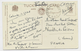 CEYLON CARTE CARD EN FM POSTE AUX ARMEES T.O.E. 1946 + GRIFFE ILE DE FRANCE - War Of Indo-China / Vietnam