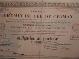 Comppagnie Du Chemin De Fer De Chimay - Obligation Au Porteur - 5ème Série De Titres - Chimay 6 Décembre 1862. - Spoorwegen En Trams