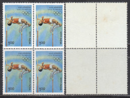 Block Of 4, India MNH 1984 Olympic Games, High Jumping, Sport, Cond, Some Stains - Blokken & Velletjes