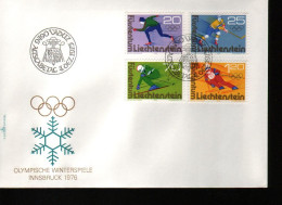 Fdc Liechtenstein 1975 Jeux Olympiques Hiver 1964: Innsbruck Hockey Sur Glace Patinage De Vitesse Ski - Inverno1964: Innsbruck