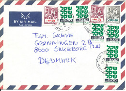 Israel Air Mail Cover Sent To Denmark 8-12-1977 With A Lot Of Stamps - Airmail