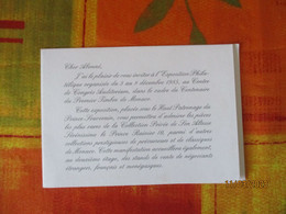 INVITATION A L'EXPOSITION PHILATELIQUE DU 5 AU 8 DECEMBRE 1985 DANS LE CADRE DU CENTENAIRE DU PREMIER TIMBRE EPREUVE SOU - Lettres & Documents