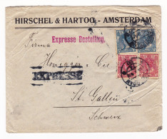 Lettre 1917 Amsterdam Hirschel & Hartog Pays Bas Nederland Sankt Gallen Suisse Schweiz - Covers & Documents