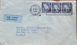 IRELAND 1946 COVER USED TO USA, SWORD OF LIGHT MULTI 3 STAMP, BAILE ATHA CLIATH CITY, MACHINE SLOGAN CANCEL. - Lettres & Documents