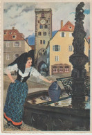 Cpsm 10x15. Illustr. HOMUALK . "En Parcourant ...L'ALSACE " N°6 :  Fontaine De RIBEAUVILLE - Homualk