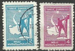Turkey; 1942 National Defense Tax Stamps (Thick Paper) - Sellos De Beneficiencia