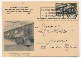 SUISSE - 2 Entiers Postaux (CP) Centenaire Des Chemins De Fer - OMEC Genève 1947 Et EXPRES Affr Compl. Bern 1948 - Interi Postali