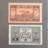 ALEXANDRETTE SANDJAK SYRIE سوريا  SYRIA 1938 TAXE STAMPS OF SYRIA THE 1925 OVERPRINT CAT YVERT N 4-6 MNG-MNH - Unused Stamps