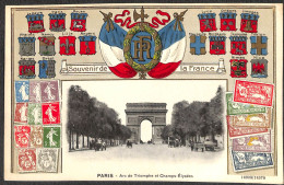 Paris -Arc De Triomphe Et Champs-Elysées (Atelier H. Guggenheim Timbres Gauffrée) - Konvolute, Lots, Sammlungen