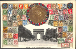 Paris - Arc De Triomphe Et Champs-Elysées (Atelier H. Guggenheim Timbres Monnaie Macaron Gauffrée) - Konvolute, Lots, Sammlungen