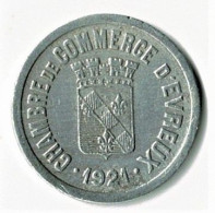 FRANCE  / CHAMBRE DE COMMERCE D'EVREUX /  25 CENTIMES / 1921 / ALU - Monétaires / De Nécessité