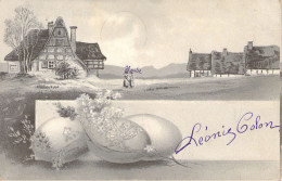 Pâques - Village Oeuf Et Fleurs - Carte Postale Ancienne - Easter