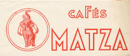 BU 2642  /   BUVARD    CAFE  MATZA    ( 21,00 Cm X 9,00 Cm) - Koffie En Thee