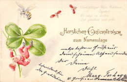 FETES ET VOEUX - Herzlichen Oluckwunsch - Abeille - Tréfle  - Carte Postale Ancienne - Autres & Non Classés