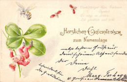 FETES ET VOEUX - Herzlichen Oluckwunsch - Abeille - Tréfle  - Carte Postale Ancienne - Andere & Zonder Classificatie