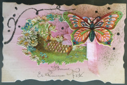Carte Gaufrée, Oiseaux, Papillon, Et Rosace De Papier Cachée Derrière Le Papillon - A Systèmes