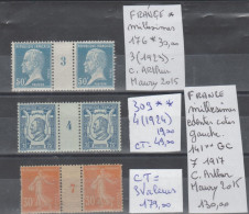 TIMBRE DE FRANÇE NEUF (MILLESIMES) Nr 176*9-309**-141** GC  + VOIR SUR PAPIER AVEC TIMBRES COTE  179.00  € - Unused Stamps